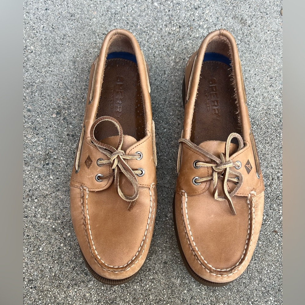 Men's Tan Leather Boat Shoes by Sperry topsider size: 10.5